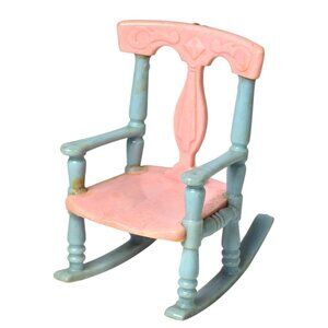 Renwal Dollhouse Rocking Chair Pink & Blue Plastic Vintage Miniature USA